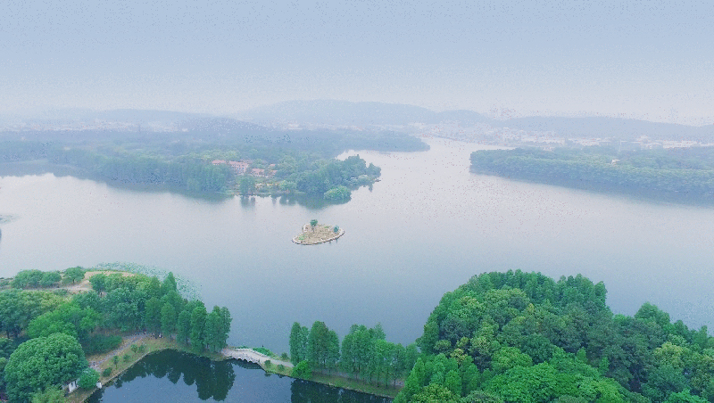 武漢無(wú)人機(jī)航拍武漢東湖綠道湖山