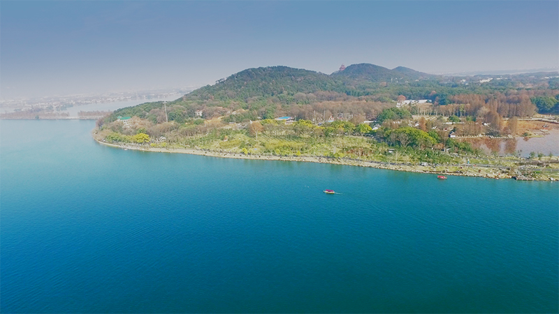 武漢無(wú)人機(jī)航拍武漢東湖綠道湖山
