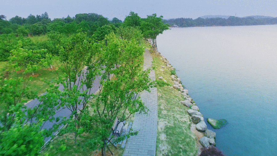 武漢無(wú)人機(jī)航拍武漢東湖綠道湖山