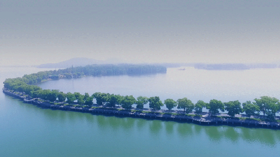 武漢無(wú)人機(jī)航拍武漢東湖綠道湖山