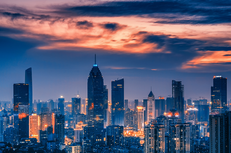 航拍武漢城市風(fēng)光西北湖金融街